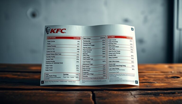 KFC Nutrition Menu