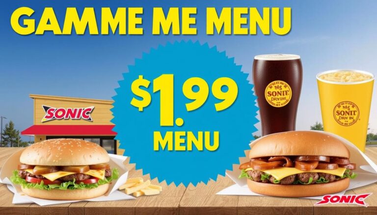 Sonic $1.99 Menu